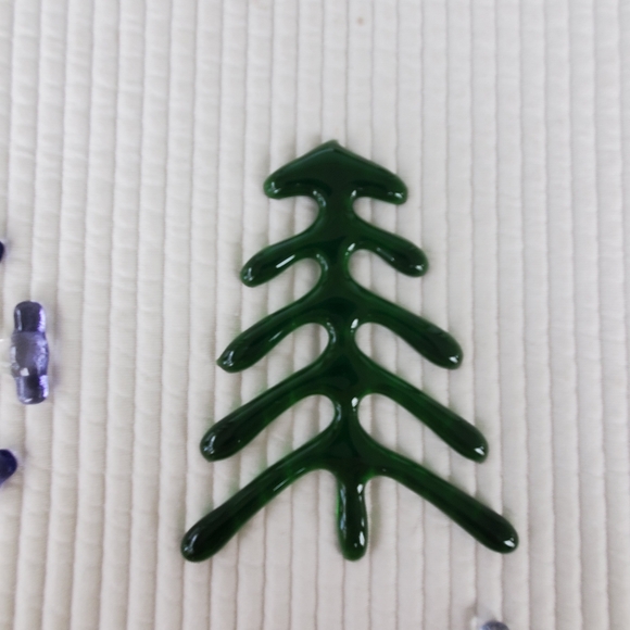 4 Hand Blown Clear Glass Christmas Ornaments Vintage Snowflake Tree Green Blue - Picture 4 of 6